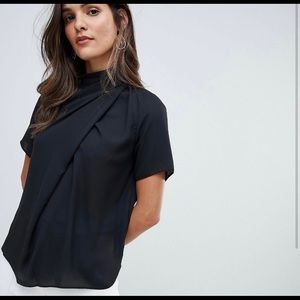 ASOS design high neck tee with drape detail